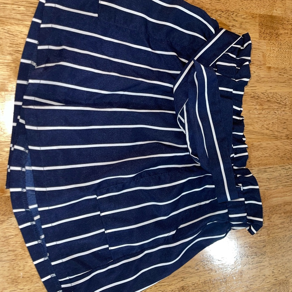Navy and White Striped Shorts